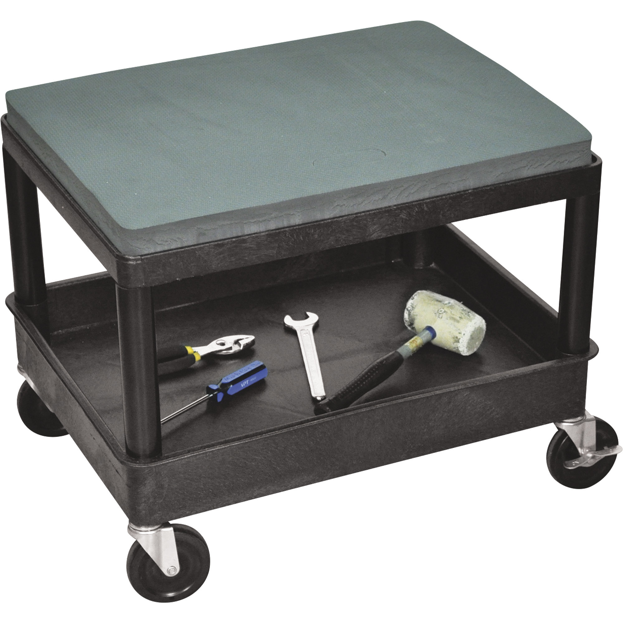 Luxor Shop Stool with Casters and Tool Tray, Poly, 300-Lb. Capacity, 20in. Seat Height, Model# MS21-B